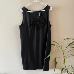 J. Crew Super 120s Wool Shift Dress Womens 12 Black Sleeveless Pockets Career